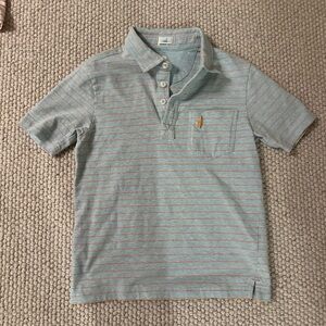 johnnie-O Kids Polo Shirt - Light Blue and Orange Stripes